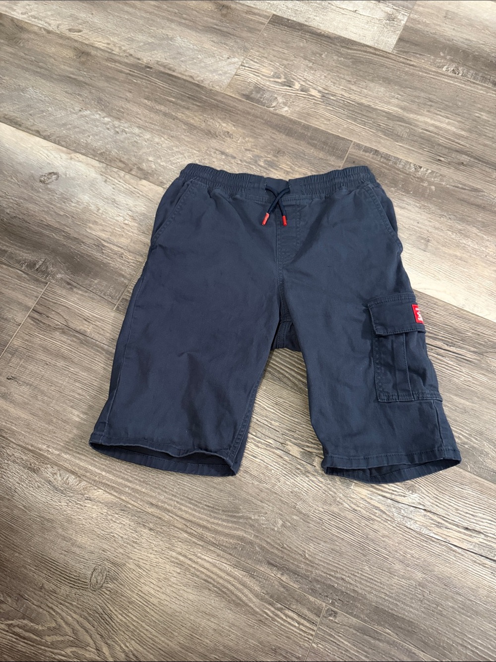 Levi's Navy Cargo Shorts with Red Drawstring Tips